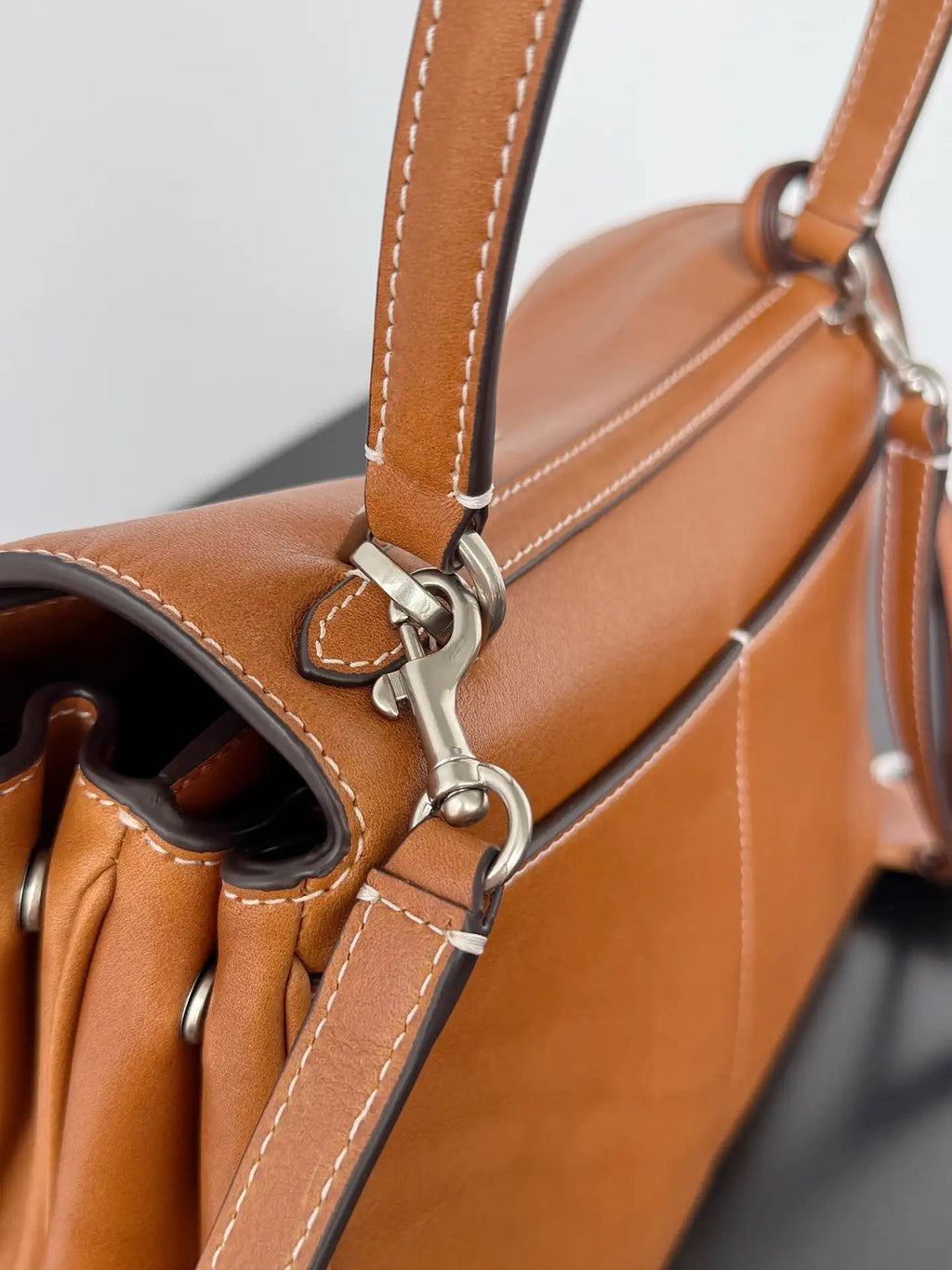 Balenciaga 7897792 Rodeo Handbag Small in Gold Brown smooth calfskin  aged-Silver