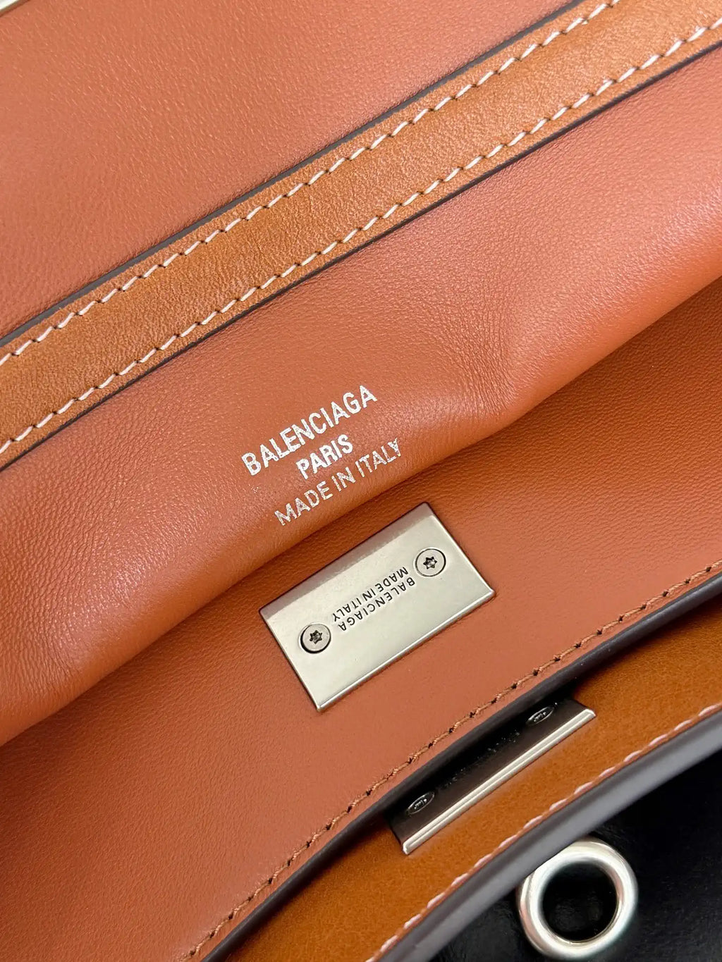 Balenciaga 7897792 Rodeo Handbag Small in Gold Brown smooth calfskin  aged-Silver