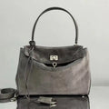 Balenciaga 7897792 Rodeo Handbag Small in Gray Suede aged-Silver