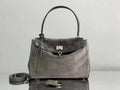 Balenciaga 7897792 Rodeo Handbag Small in Gray Suede aged-Silver