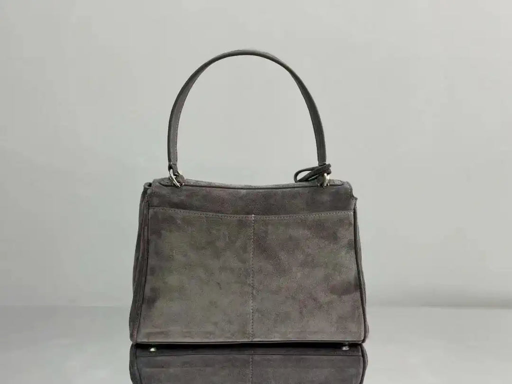 Balenciaga 7897792 Rodeo Handbag Small in Gray Suede aged-Silver