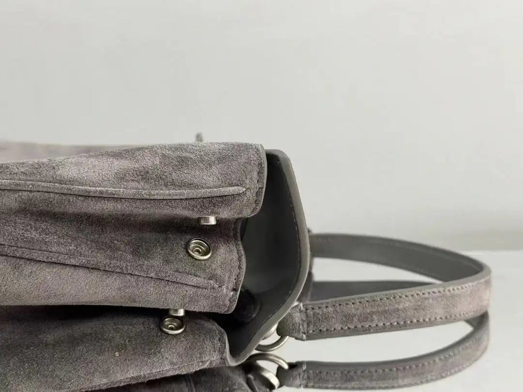 Balenciaga 7897792 Rodeo Handbag Small in Gray Suede aged-Silver