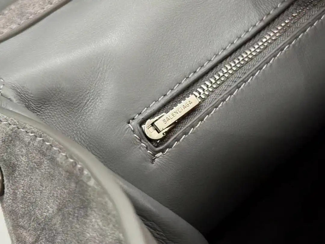 Balenciaga 7897792 Rodeo Handbag Small in Gray Suede aged-Silver
