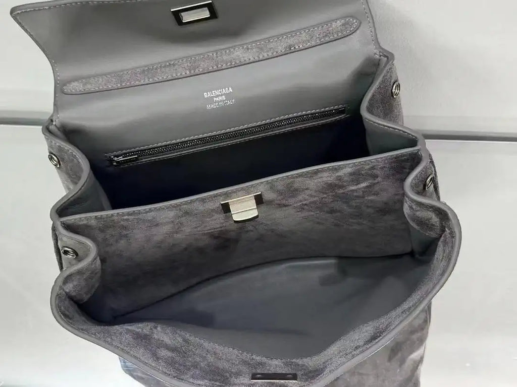 Balenciaga 7897792 Rodeo Handbag Small in Gray Suede aged-Silver
