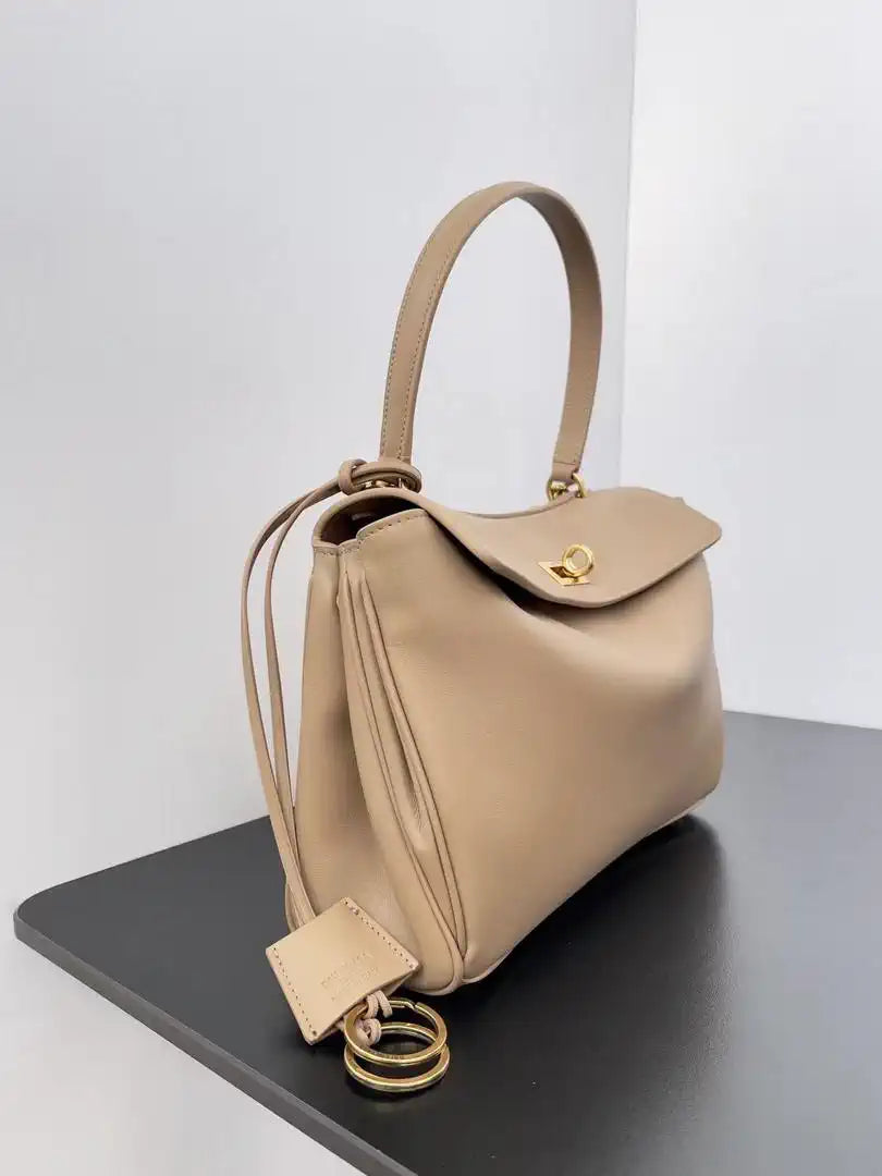 Balenciaga 7897792 Rodeo Handbag Small in Milk Tea smooth calfskin Gold