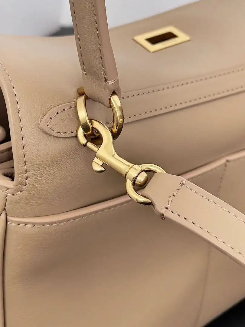 Balenciaga 7897792 Rodeo Handbag Small in Milk Tea smooth calfskin Gold