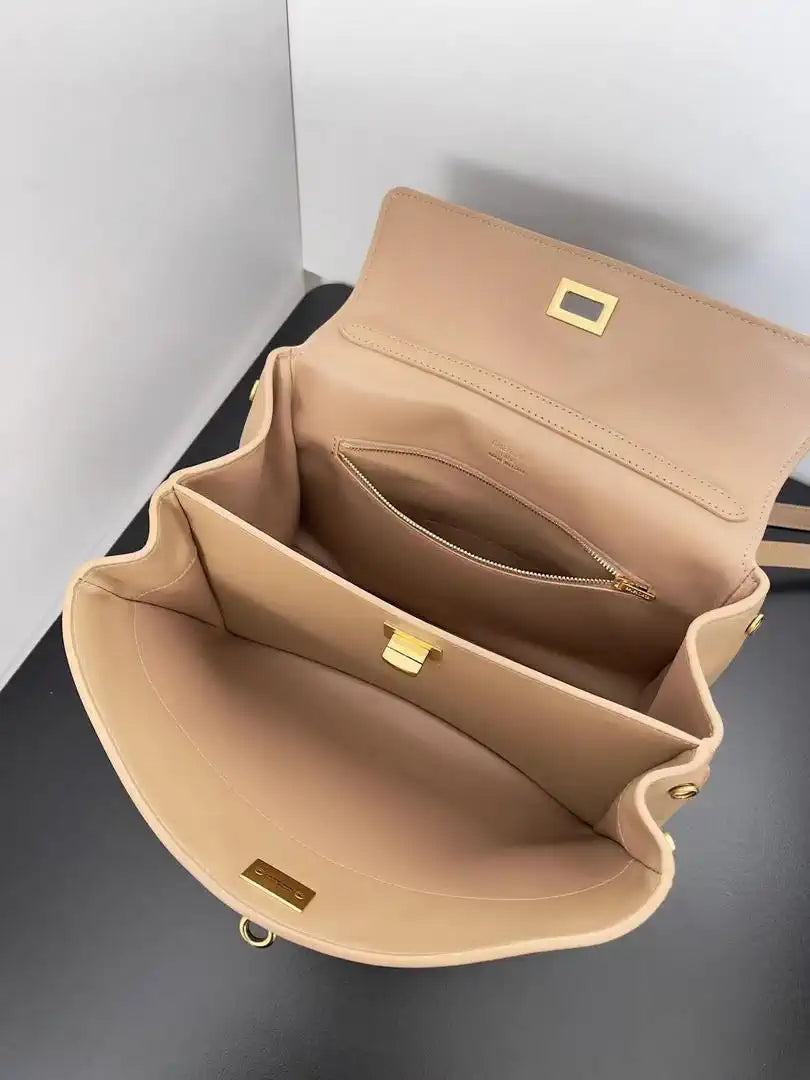 Balenciaga 7897792 Rodeo Handbag Small in Milk Tea smooth calfskin Gold
