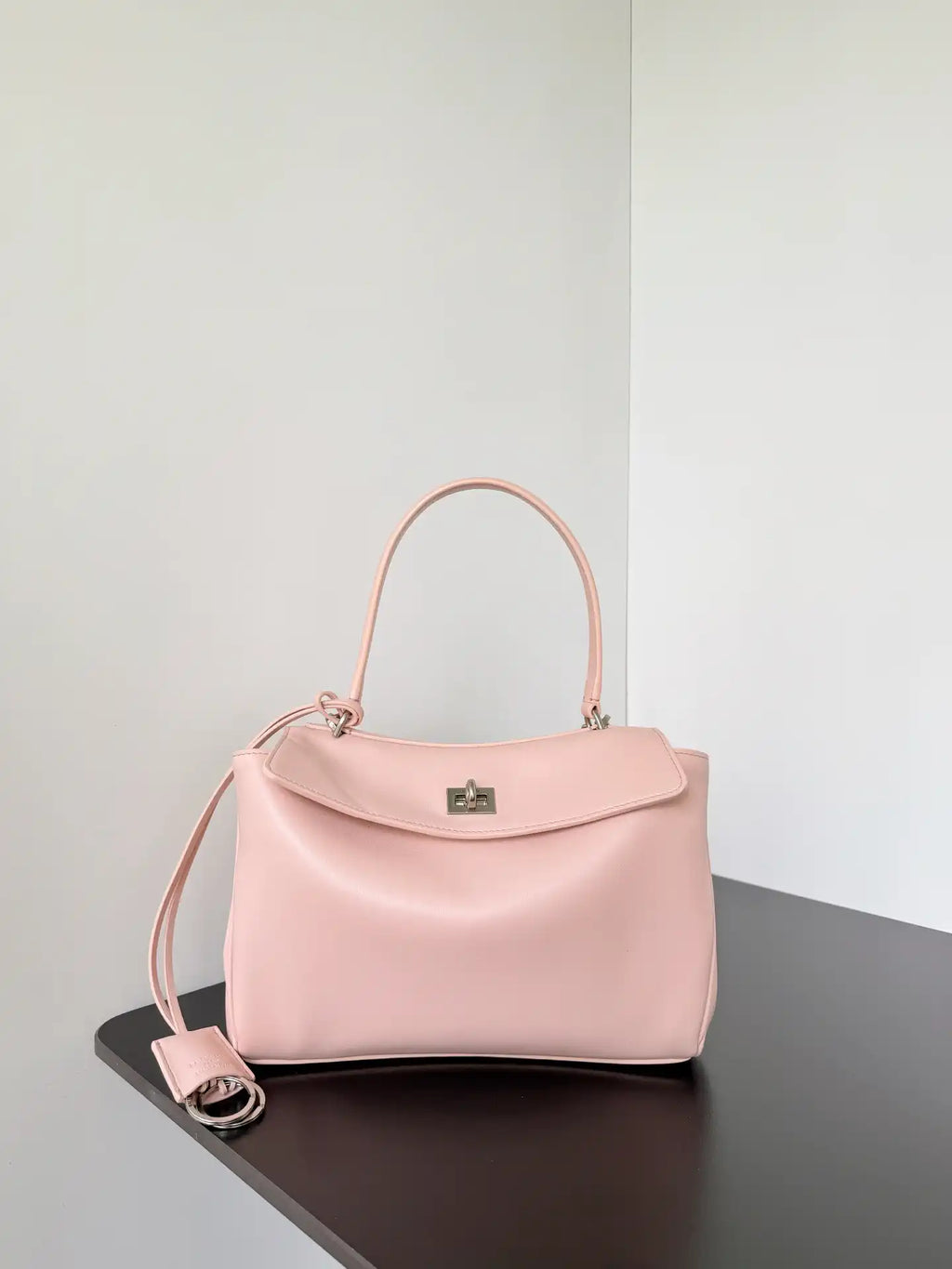 Balenciaga 7897792 Rodeo Handbag Small in Pink smooth calfskin  aged-Silver