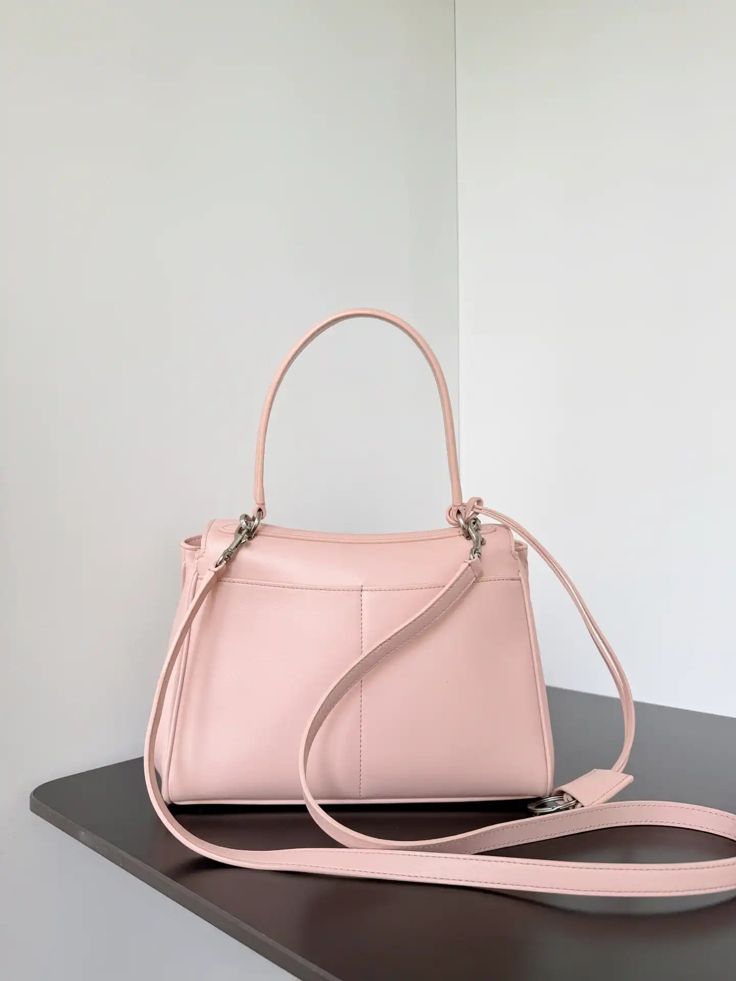 Balenciaga 7897792 Rodeo Handbag Small in Pink smooth calfskin  aged-Silver