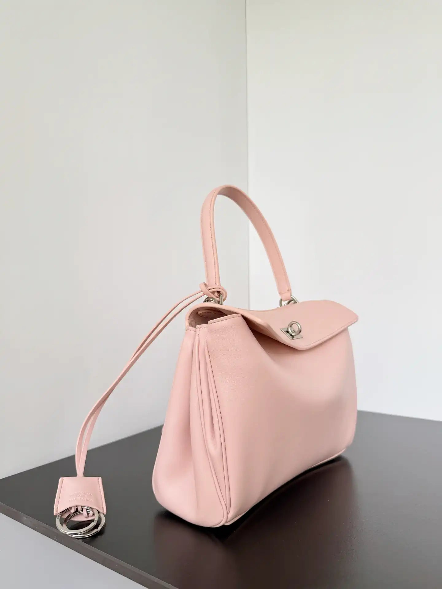 Balenciaga 7897792 Rodeo Handbag Small in Pink smooth calfskin  aged-Silver