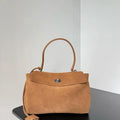 Balenciaga 7897792 Rodeo Handbag Small in Brown Suede aged-Silver