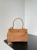 Balenciaga 7897792 Rodeo Handbag Small in Brown Suede aged-Silver