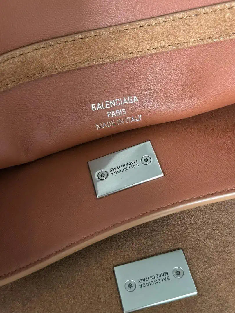 Balenciaga 7897792 Rodeo Handbag Small in Brown Suede aged-Silver