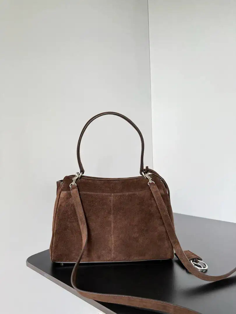 Balenciaga 7897792 Rodeo Handbag Small in Dark Brown Suede aged-Silver