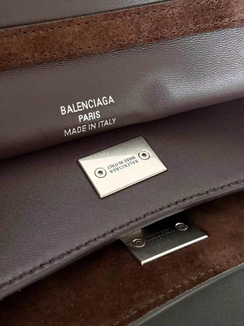 Balenciaga 7897792 Rodeo Handbag Small in Dark Brown Suede aged-Silver