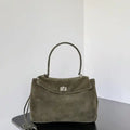 Balenciaga 7897792 Rodeo Handbag Small in Green Suede aged-Silver