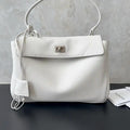 Balenciaga 7897792 Rodeo Handbag Small in White  Lychee pattern Leather