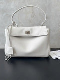 Balenciaga 7897792 Rodeo Handbag Small in White  Lychee pattern Leather