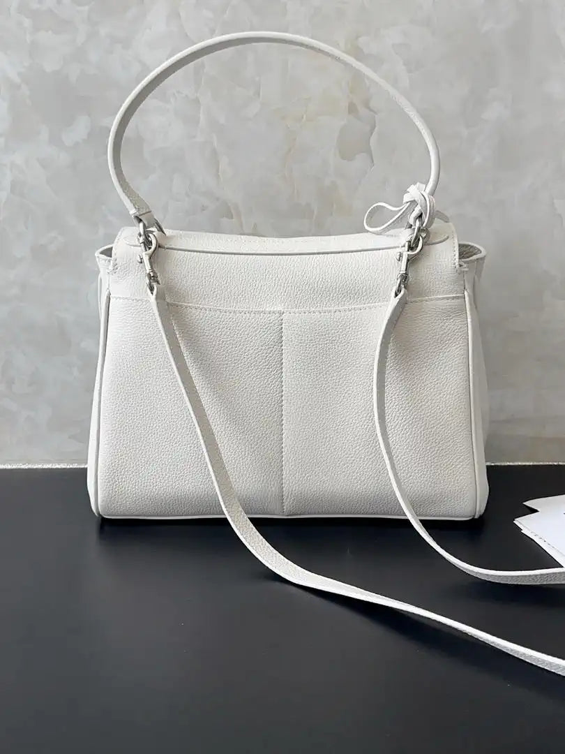 Balenciaga 7897792 Rodeo Handbag Small in White  Lychee pattern Leather