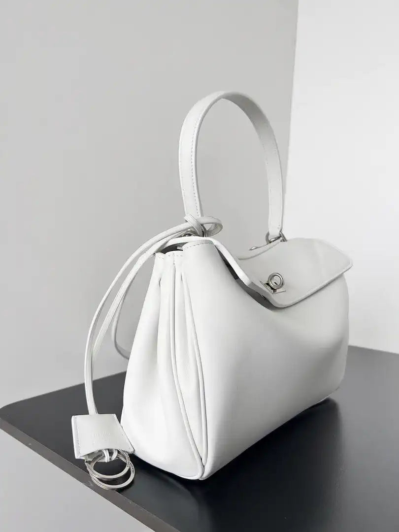 Balenciaga 7897792 Rodeo Handbag Small in White smooth calfskin  aged-Silver