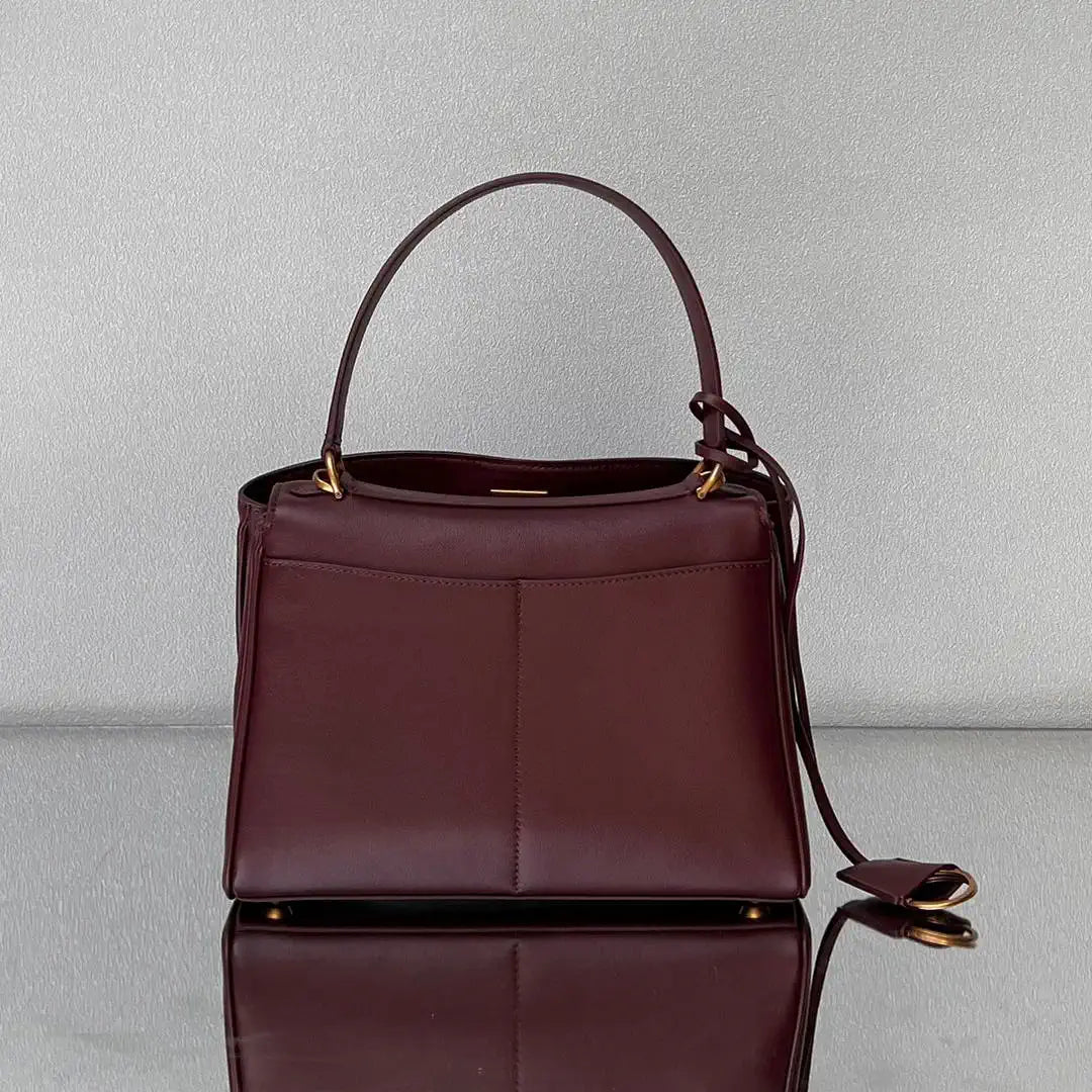Balenciaga 7897792 Rodeo Handbag Small in Wine Red smooth calfskin Gold