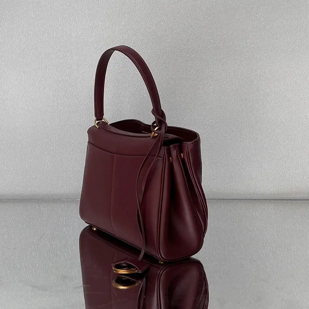 Balenciaga 7897792 Rodeo Handbag Small in Wine Red smooth calfskin Gold
