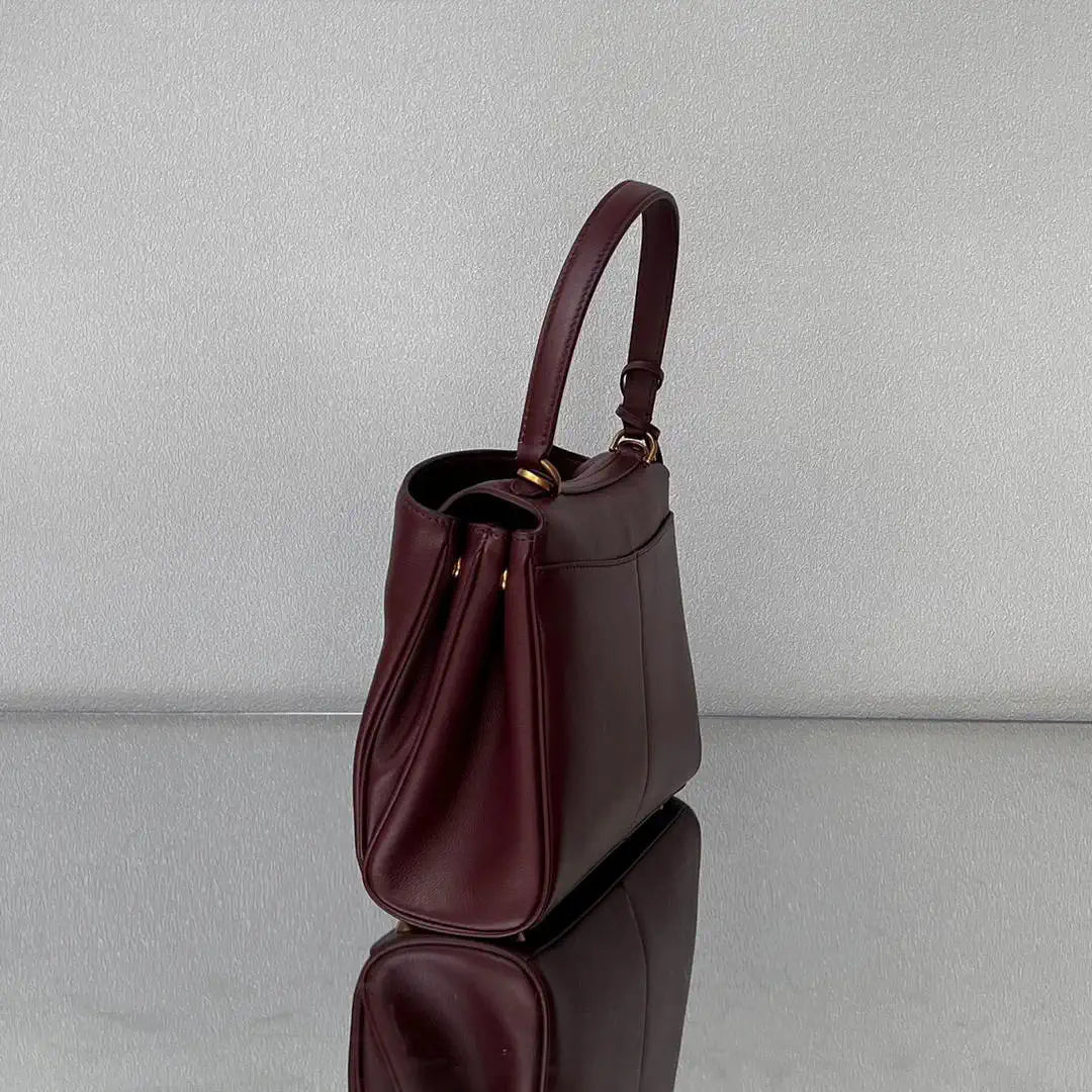 Balenciaga 7897792 Rodeo Handbag Small in Wine Red smooth calfskin Gold