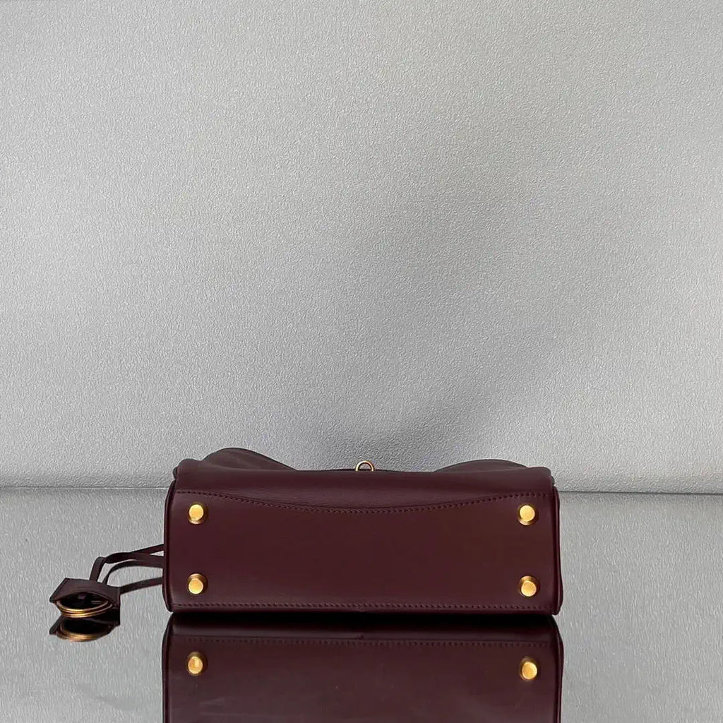 Balenciaga 7897792 Rodeo Handbag Small in Wine Red smooth calfskin Gold
