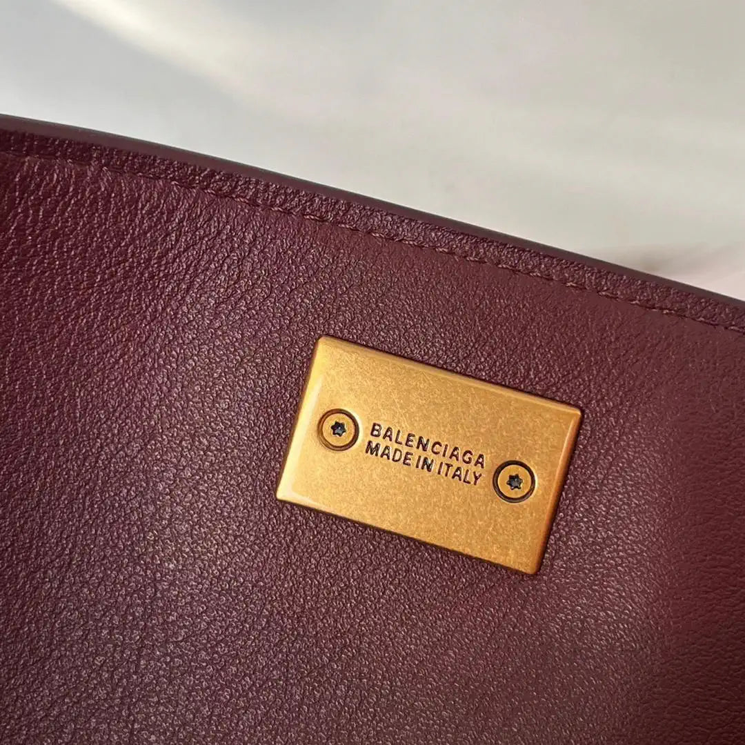 Balenciaga 7897792 Rodeo Handbag Small in Wine Red smooth calfskin Gold