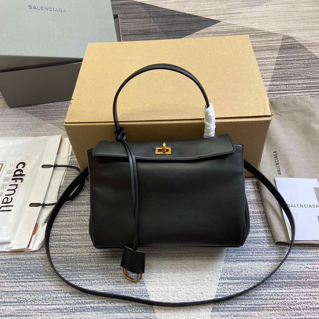 Balenciaga 7897792AA4V1000 Rodeo Small Handbag in black smooth calfskin