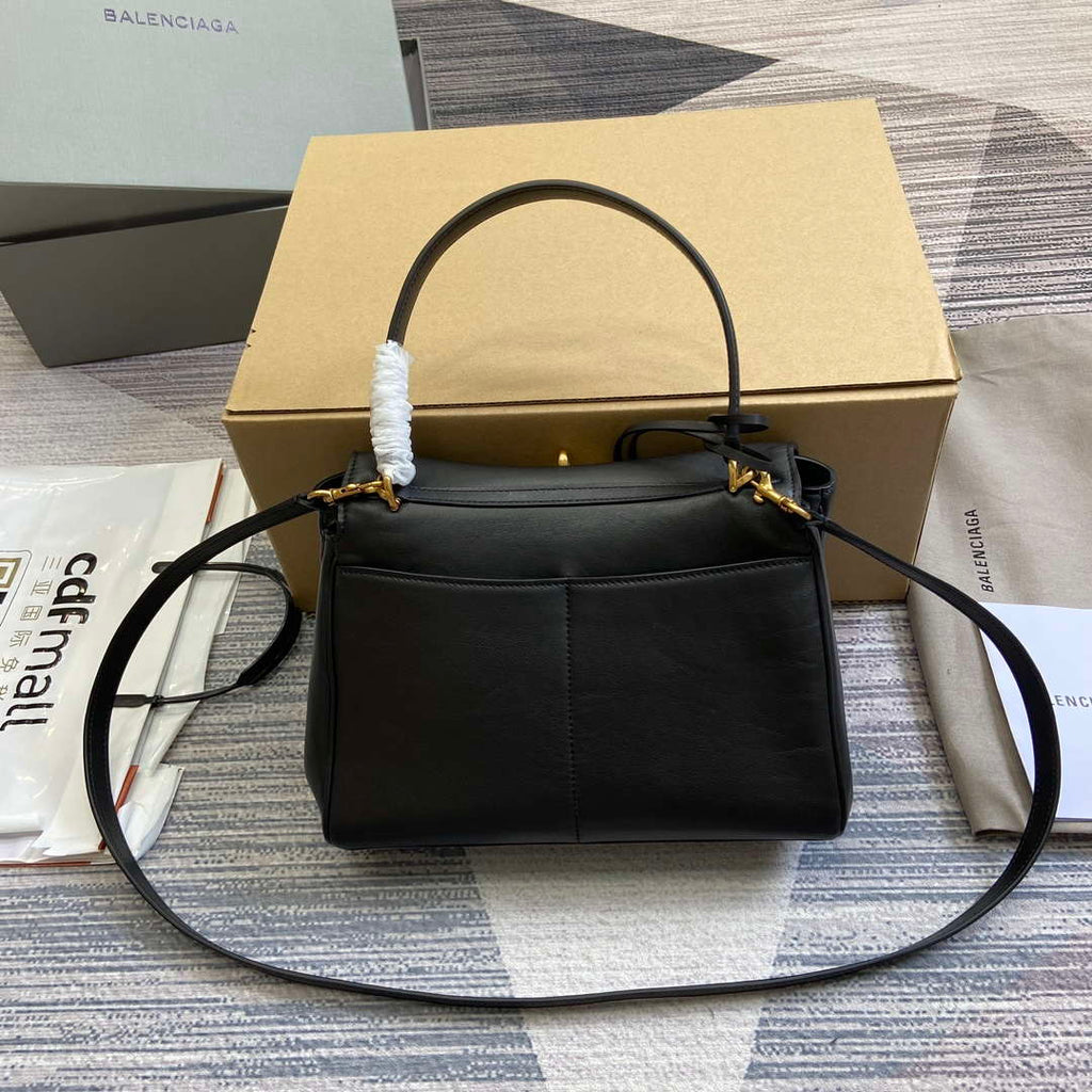 Balenciaga 7897792AA4V1000 Rodeo Small Handbag in black smooth calfskin