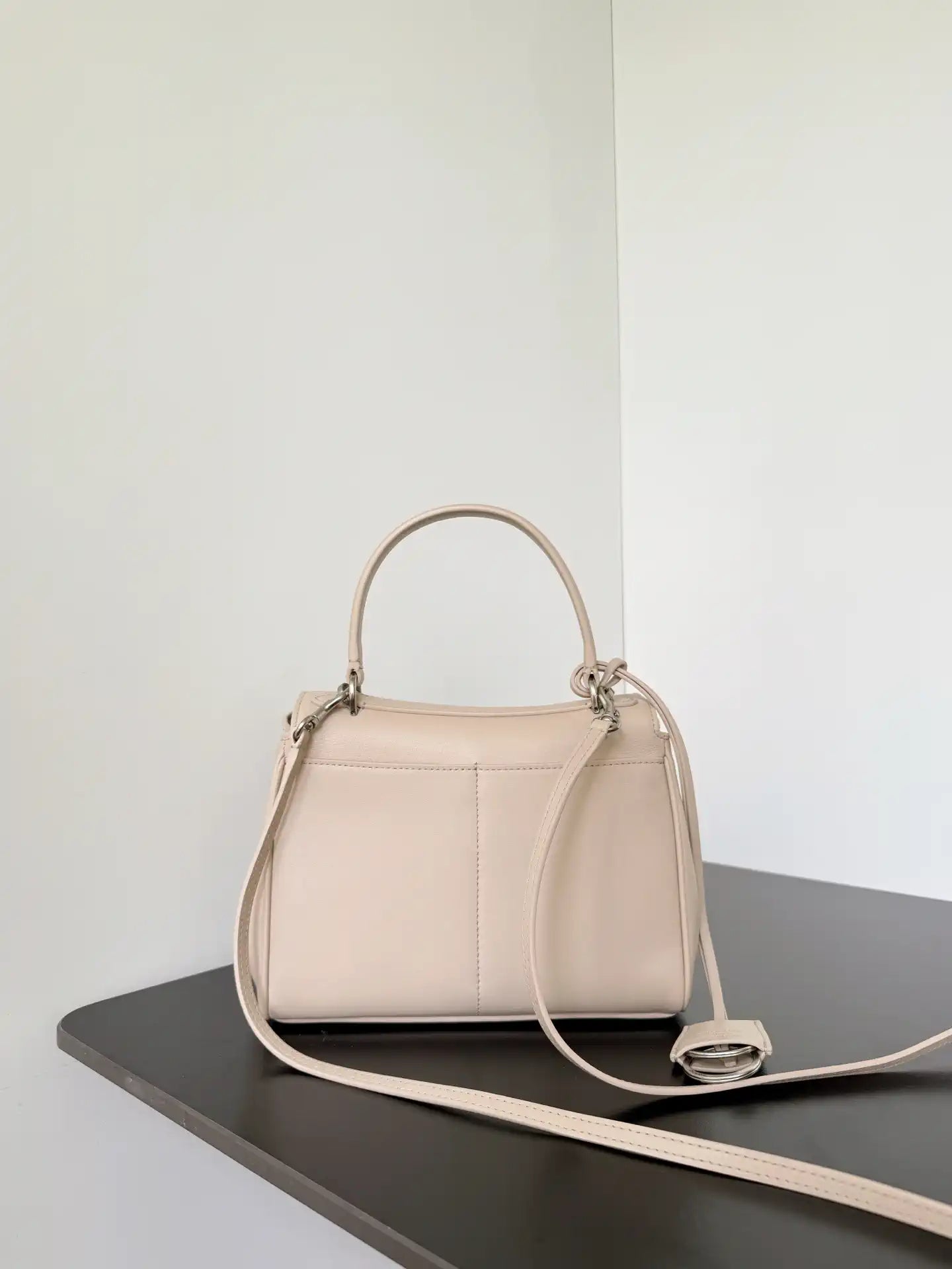 Balenciaga 7954562 Rodeo Handbag Mini in Apricot smooth calfskin aged-Silver hardware
