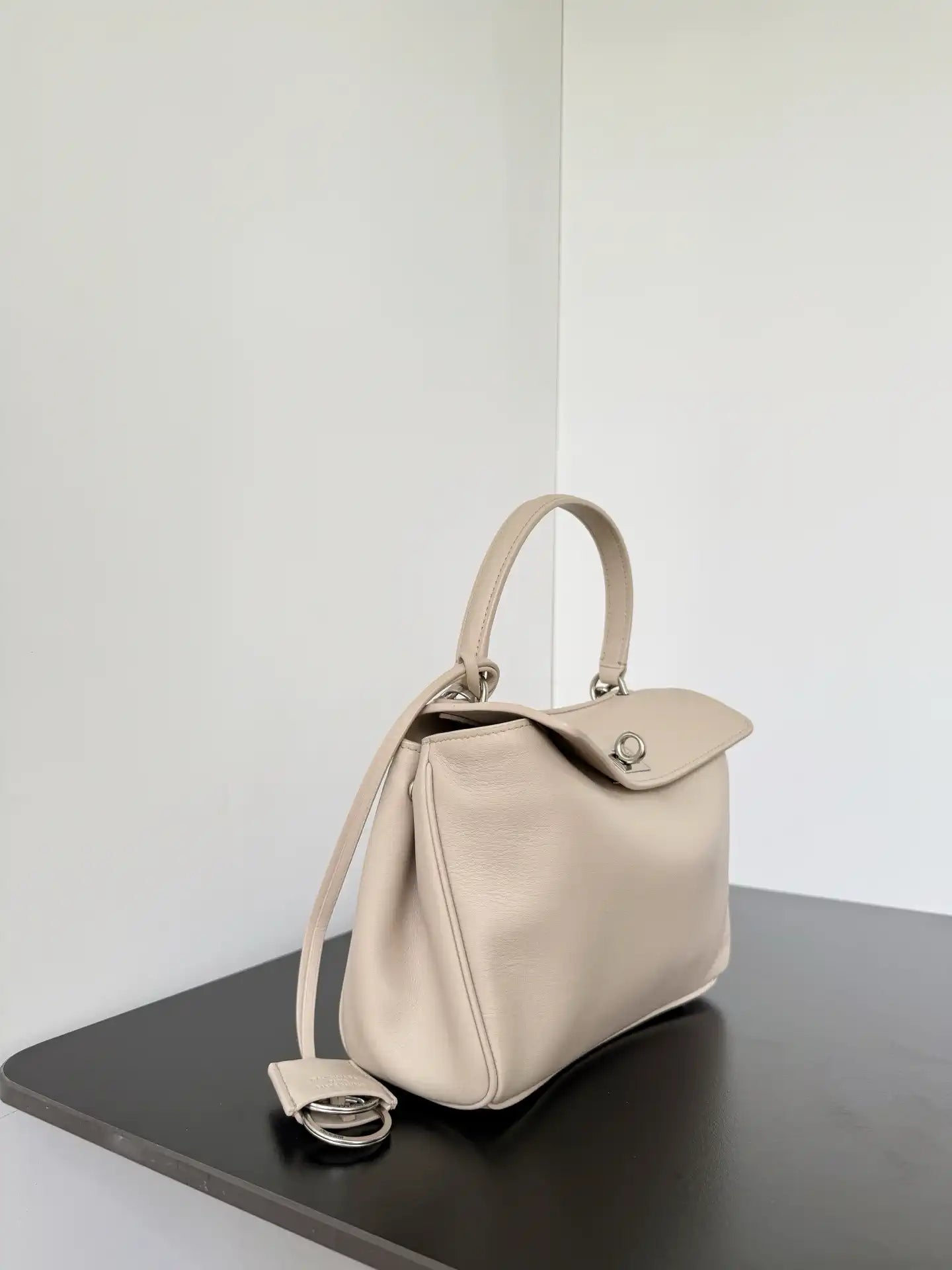 Balenciaga 7954562 Rodeo Handbag Mini in Apricot smooth calfskin aged-Silver hardware