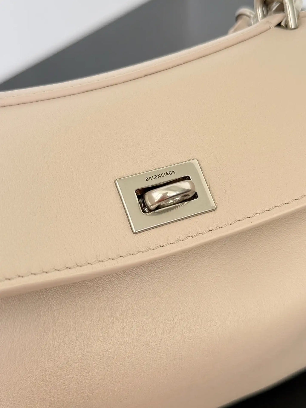 Balenciaga 7954562 Rodeo Handbag Mini in Apricot smooth calfskin aged-Silver hardware