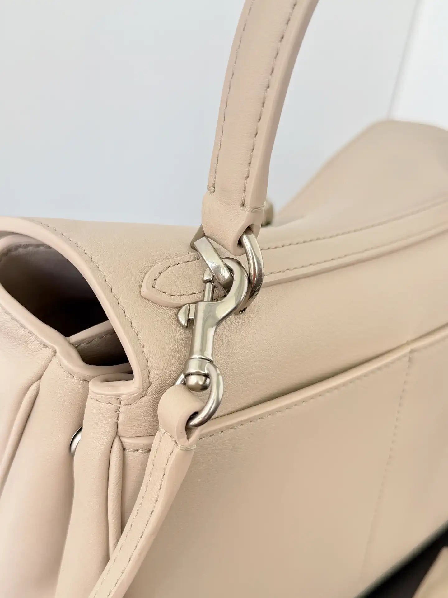 Balenciaga 7954562 Rodeo Handbag Mini in Apricot smooth calfskin aged-Silver hardware