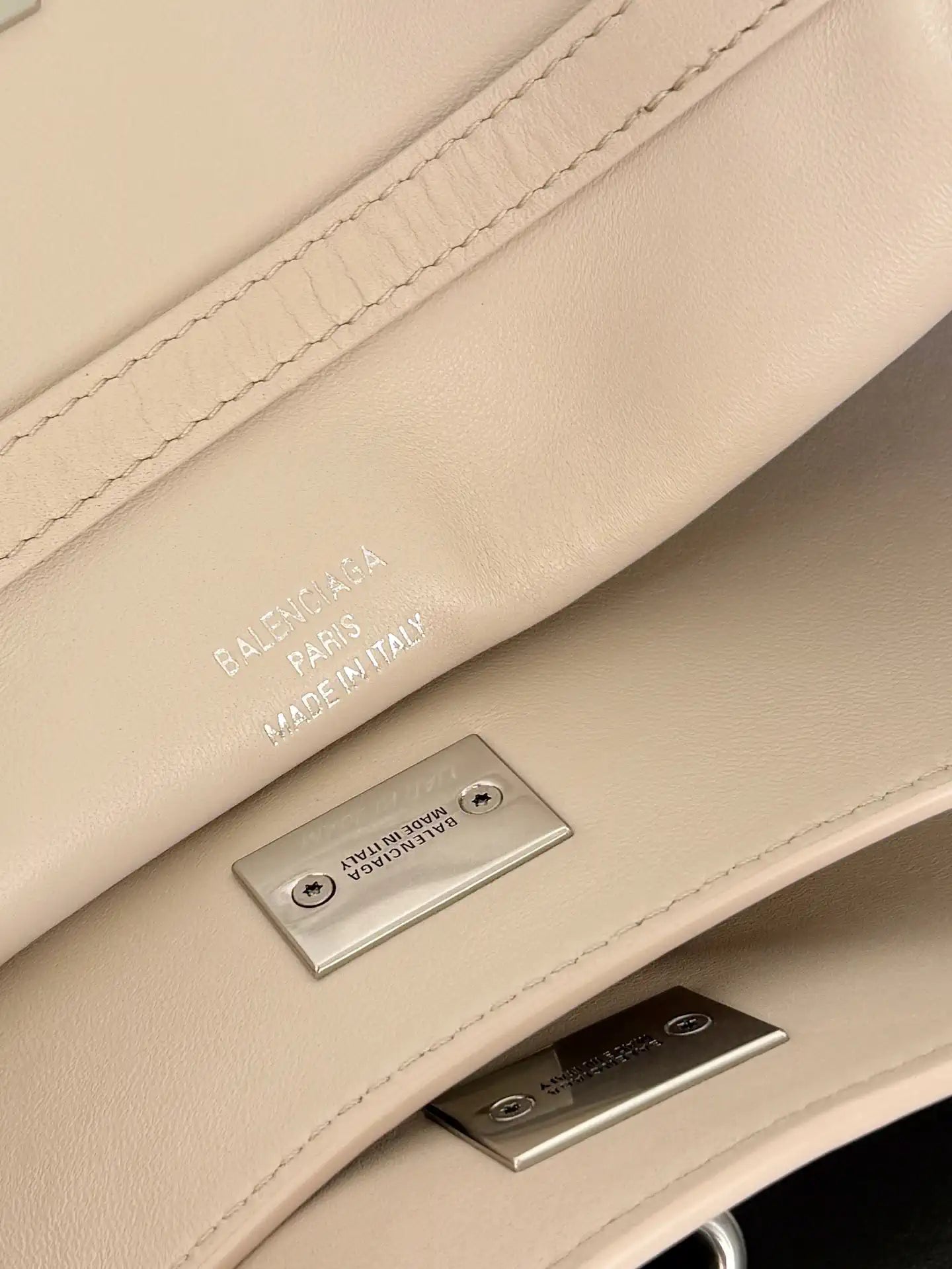 Balenciaga 7954562 Rodeo Handbag Mini in Apricot smooth calfskin aged-Silver hardware