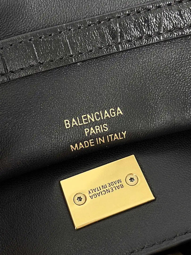 Balenciaga 7954562 Rodeo Handbag Mini in Black Crocodile pattern Gold
