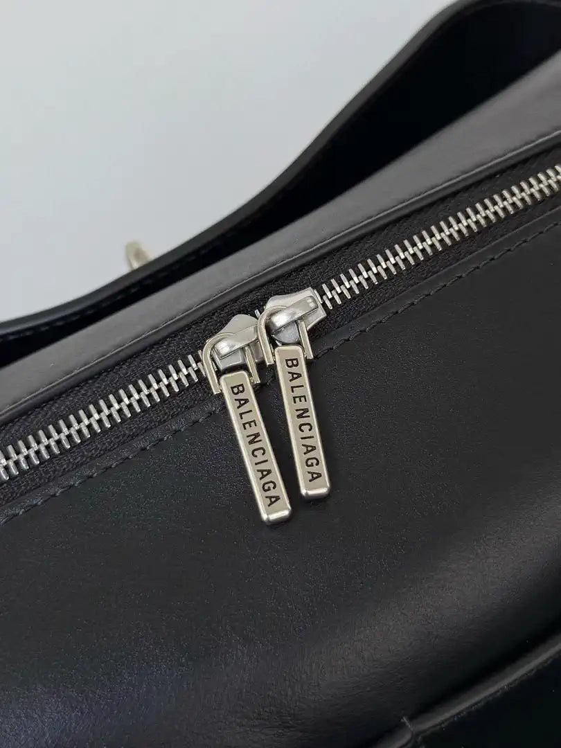 Balenciaga 7954562 Rodeo Handbag Mini in black smooth calfskin aged-Silver hardware