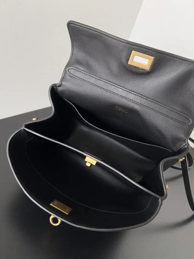 Balenciaga 7954562 Rodeo Handbag Mini in black smooth calfskin aged-gold hardware