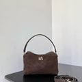 Balenciaga 7954562 Rodeo Handbag Mini in Dark Brown Suede aged-Silver