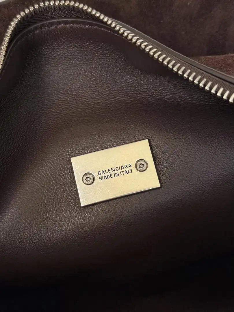 Balenciaga 7954562 Rodeo Handbag Mini in Dark Brown Suede aged-Silver