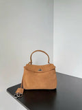 Balenciaga 7954562 Rodeo Handbag Mini in Brown Suede aged-Silver
