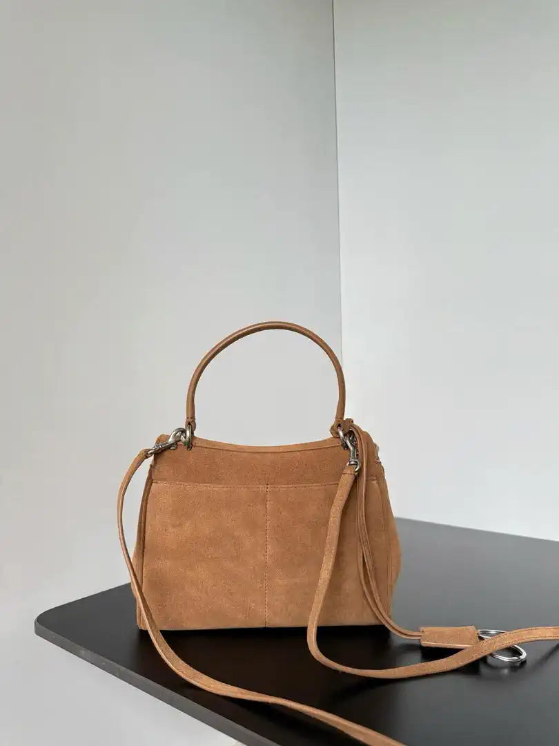 Balenciaga 7954562 Rodeo Handbag Mini in Brown Suede aged-Silver