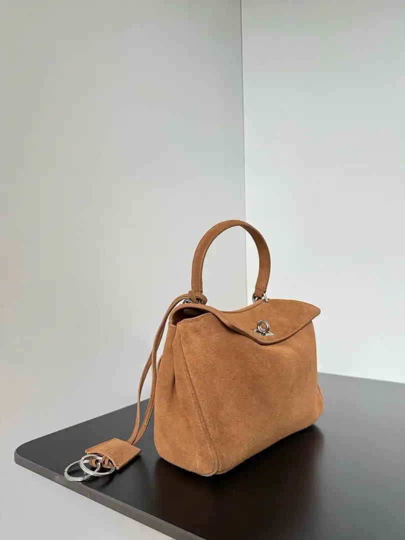 Balenciaga 7954562 Rodeo Handbag Mini in Brown Suede aged-Silver