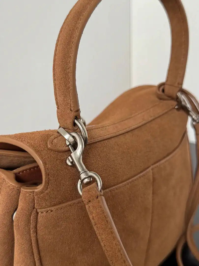 Balenciaga 7954562 Rodeo Handbag Mini in Brown Suede aged-Silver