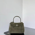 Balenciaga 7954562 Rodeo Handbag Mini in Green Suede aged-Silver
