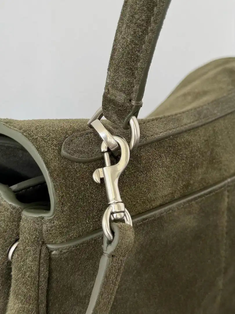 Balenciaga 7954562 Rodeo Handbag Mini in Green Suede aged-Silver
