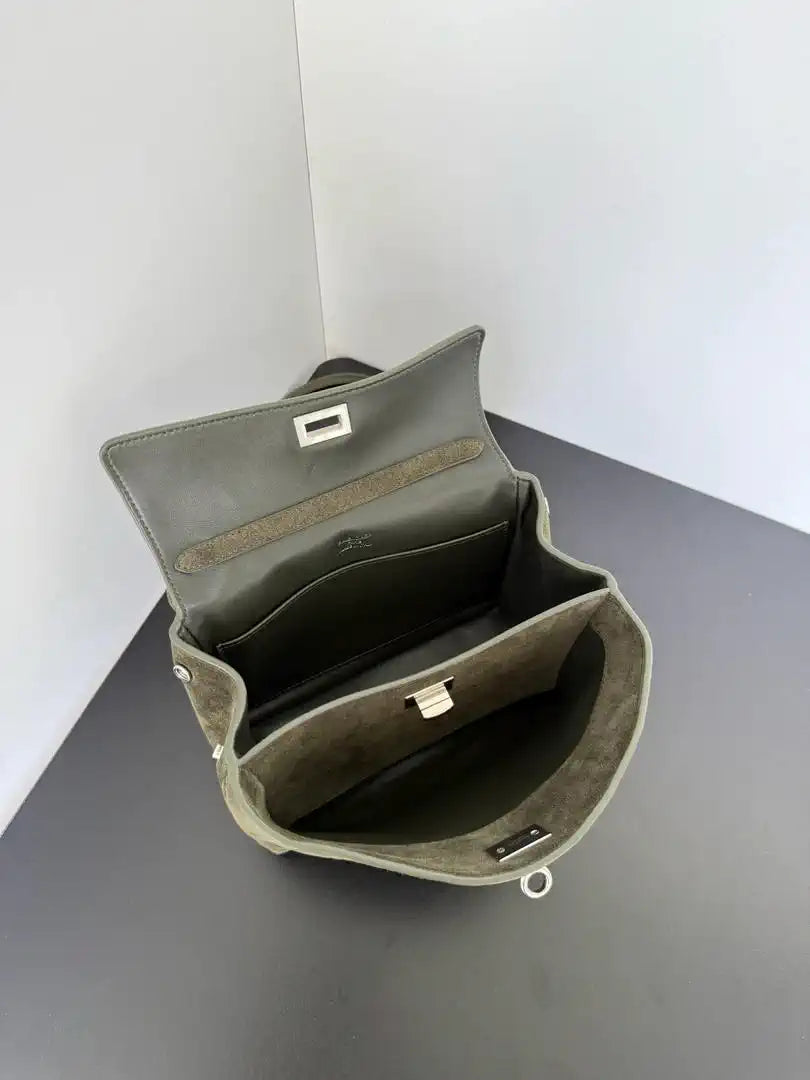 Balenciaga 7954562 Rodeo Handbag Mini in Green Suede aged-Silver