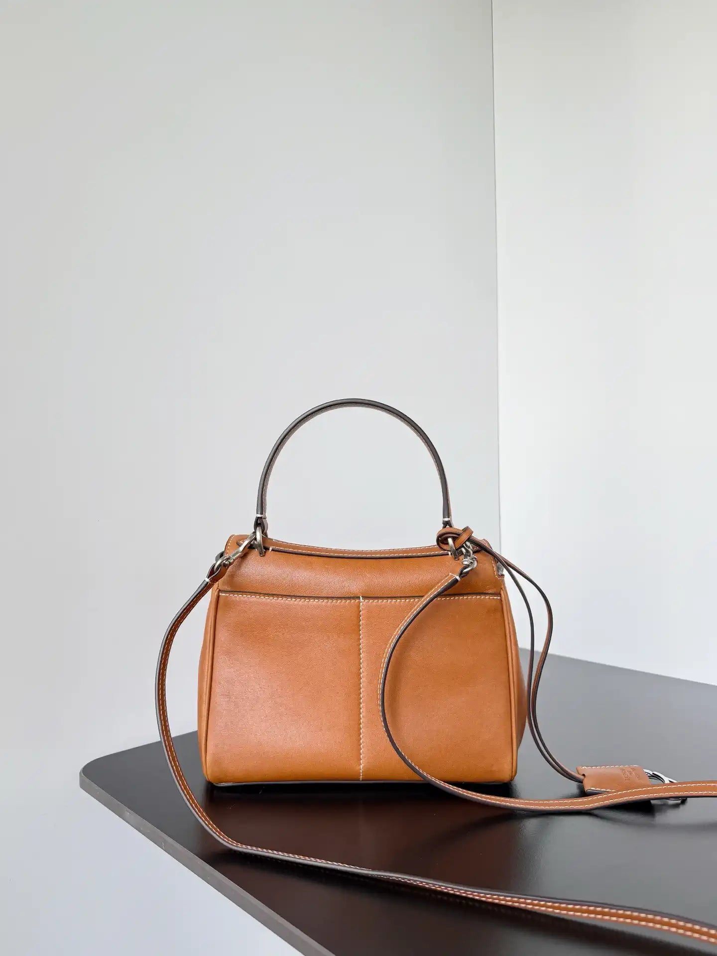 Balenciaga 7954562 Rodeo Handbag Mini in Gold Brown smooth calfskin aged-Silver hardware
