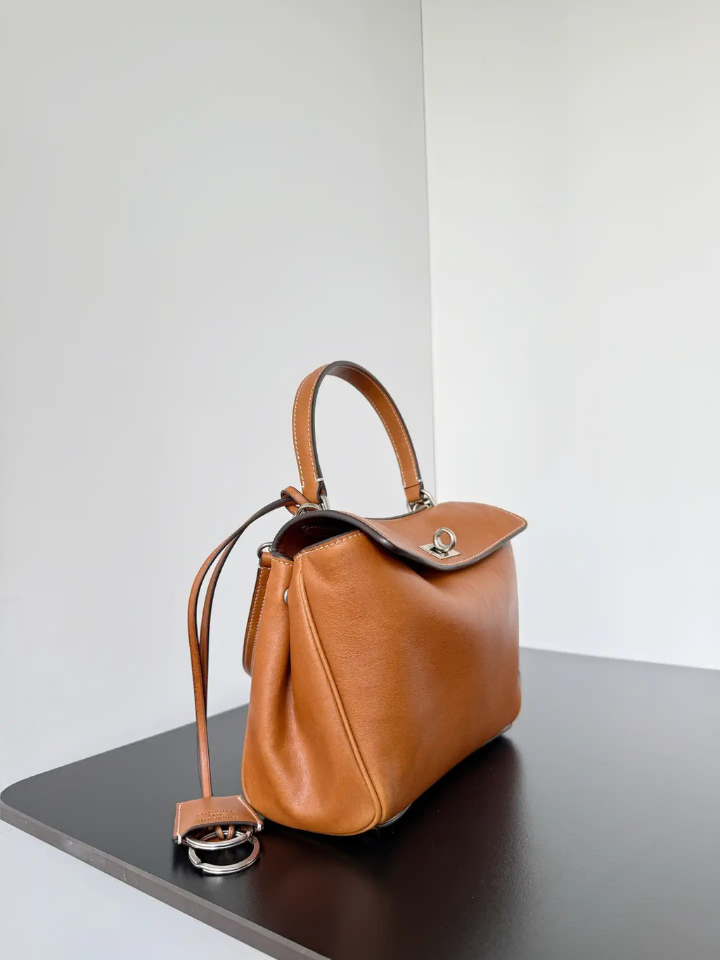 Balenciaga 7954562 Rodeo Handbag Mini in Gold Brown smooth calfskin aged-Silver hardware